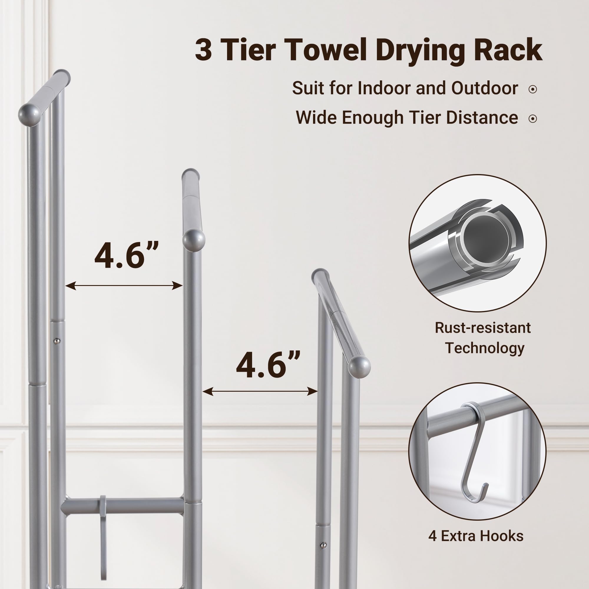 ELYKEN rust-resistant metal construction ensures long-lasting durability.