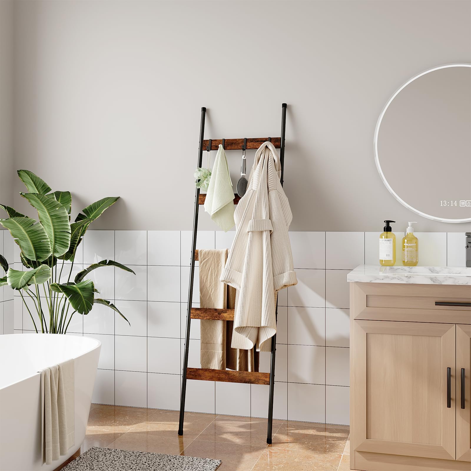 ELYKEN rustic brown finish complements farmhouse interiors with natural wood tones.