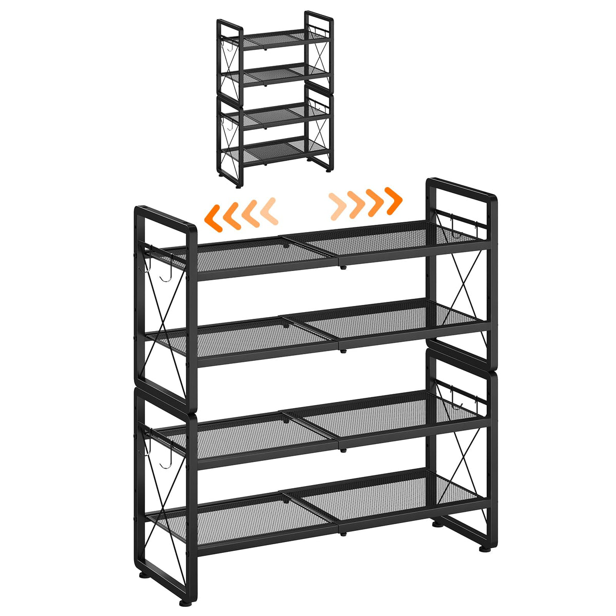 ELYKEN extended-length shoe rack in entryway showing adjustable storage