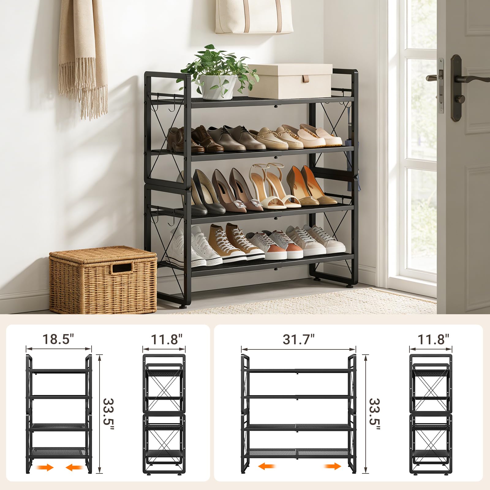 ELYKEN four-tier configuration enables scalable shoe storage