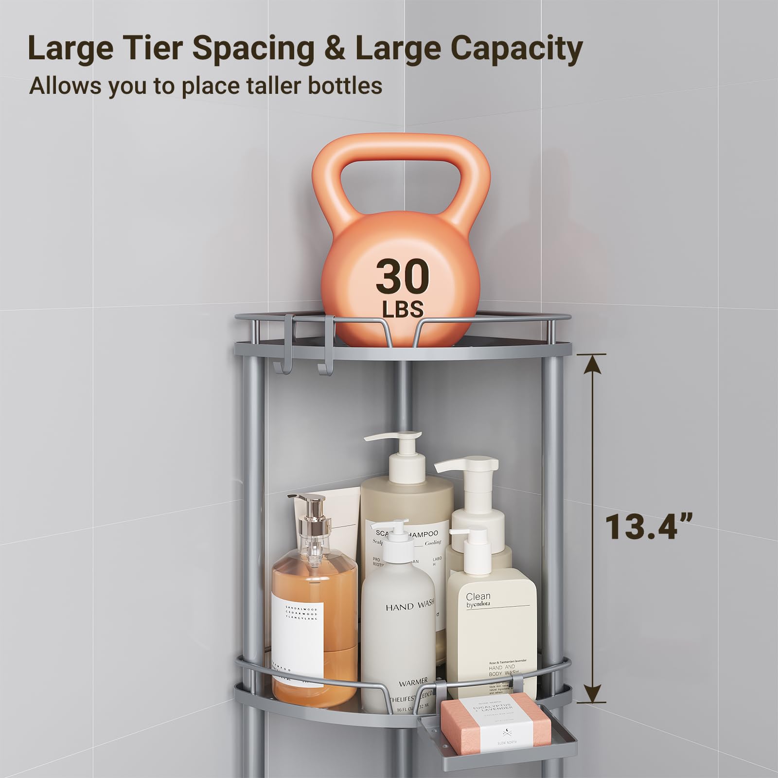 ELYKEN shower caddy drainage holes promote fast drying and a drier shelf.