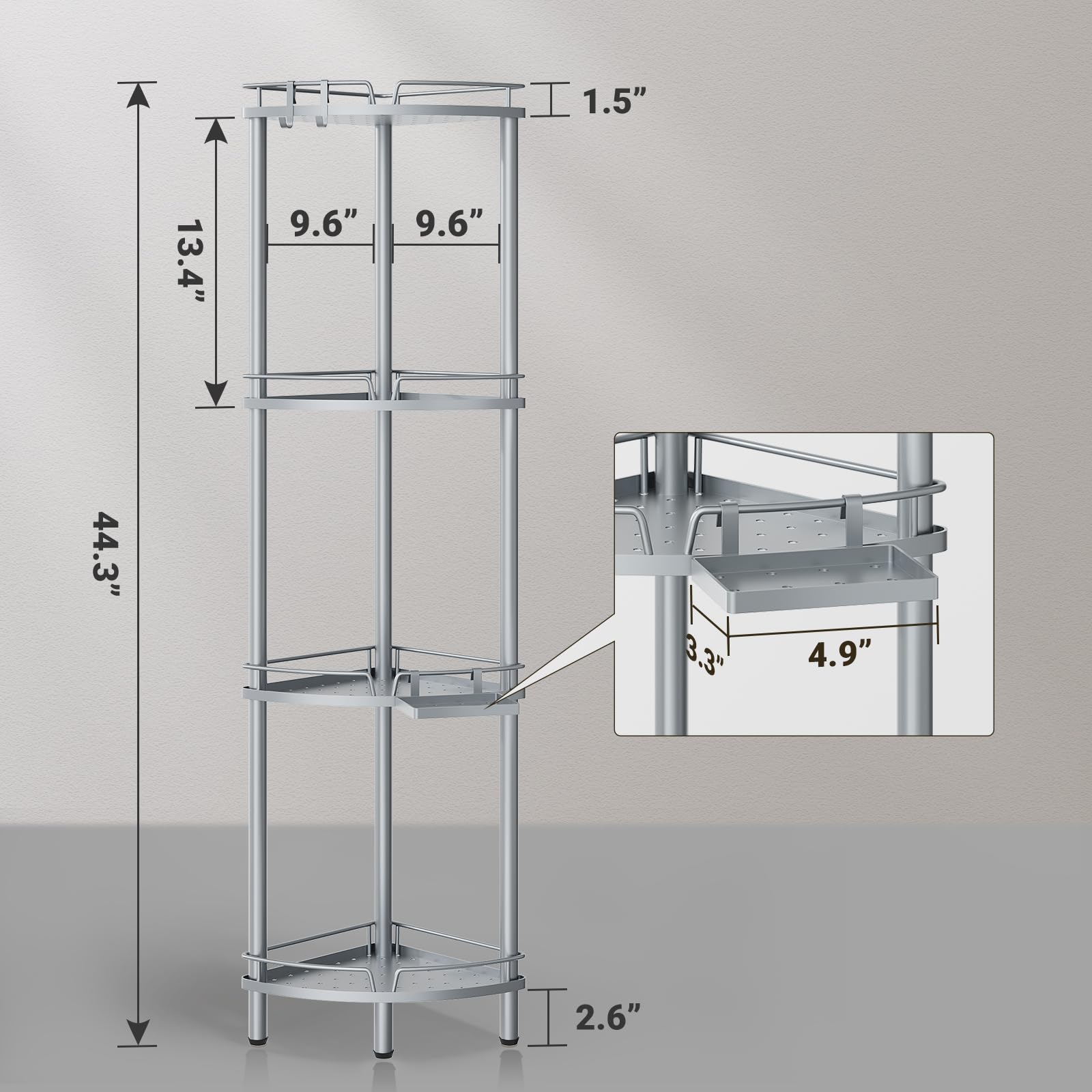 ELYKEN stainless steel shower shelf with hooks enables easy hanging accessories
