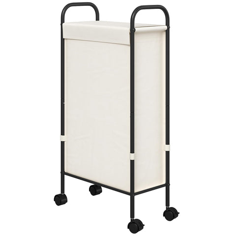 ELYKEN Slim Laundry Hamper with Lid, lid closed for tidy laundry areas.