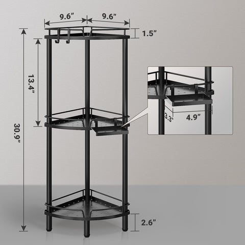 ELYKEN three tier shower shelves maximizing vertical space for bath products