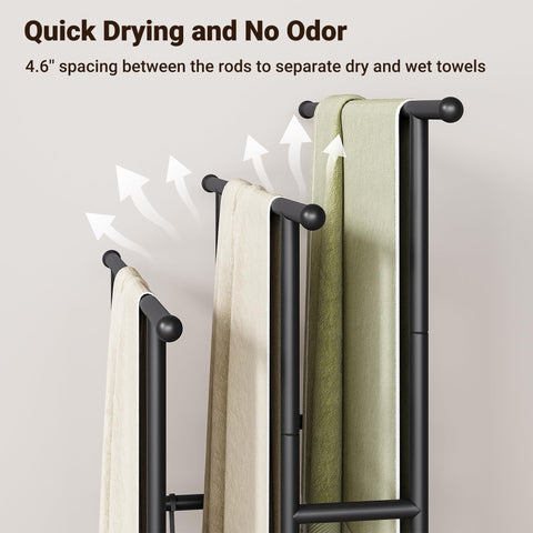 ELYKEN towel rack stand with 360-degree feet for stability