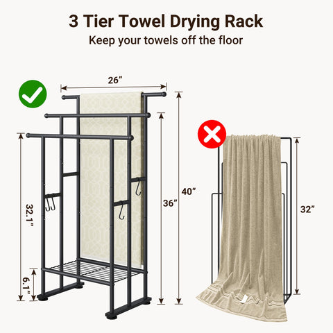 ELYKEN towel rack stand base and shelves provide extra storage
