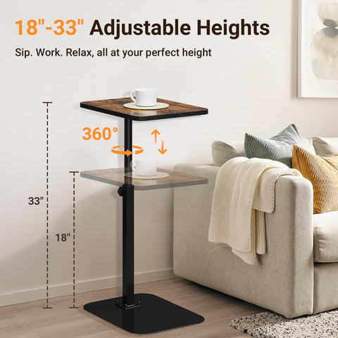 ELYKEN TV Tray Table: 360° swivel for flexible, all-angle reach.
