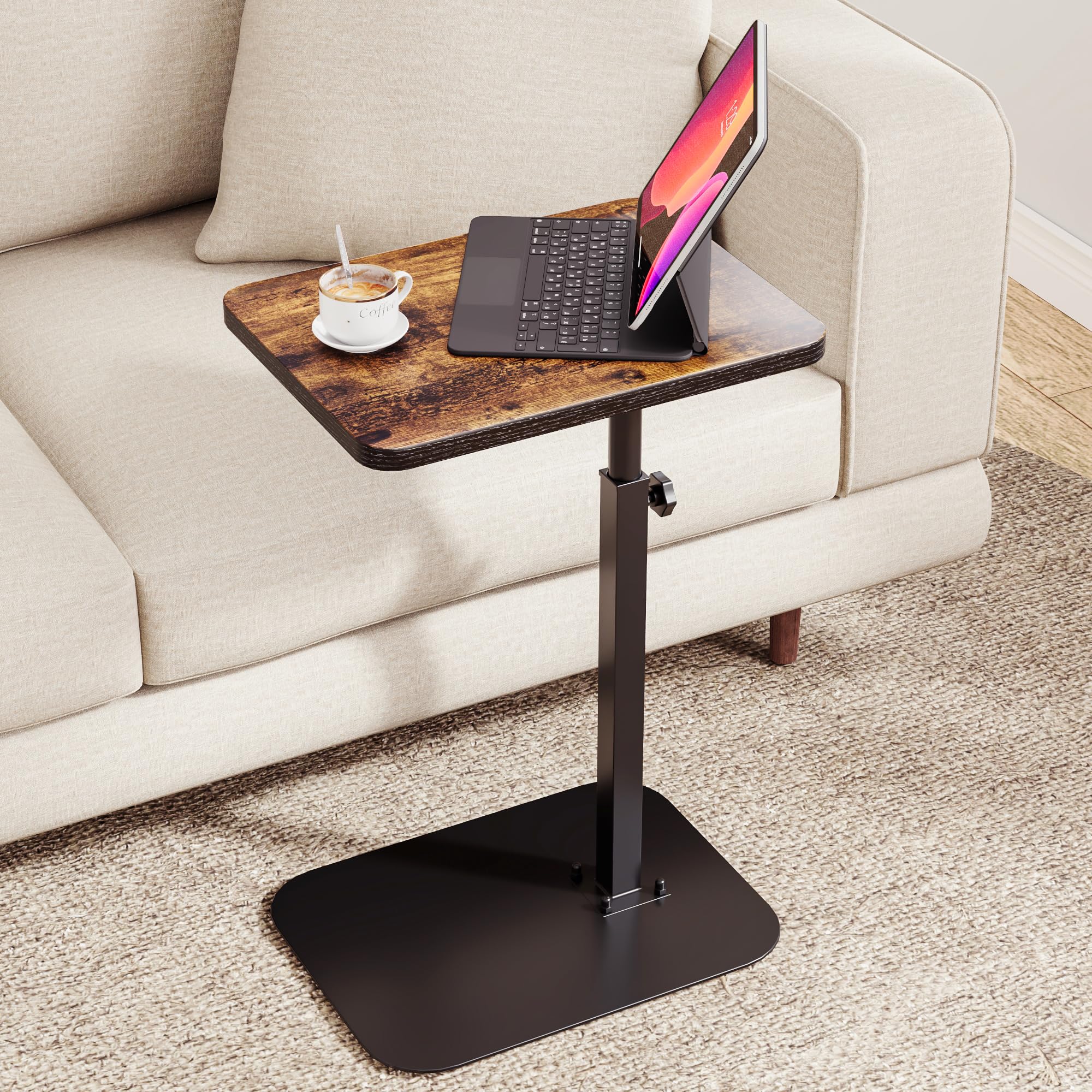 ELYKEN TV Tray Table: c-shape sofa desk for easy couch access and snacks.