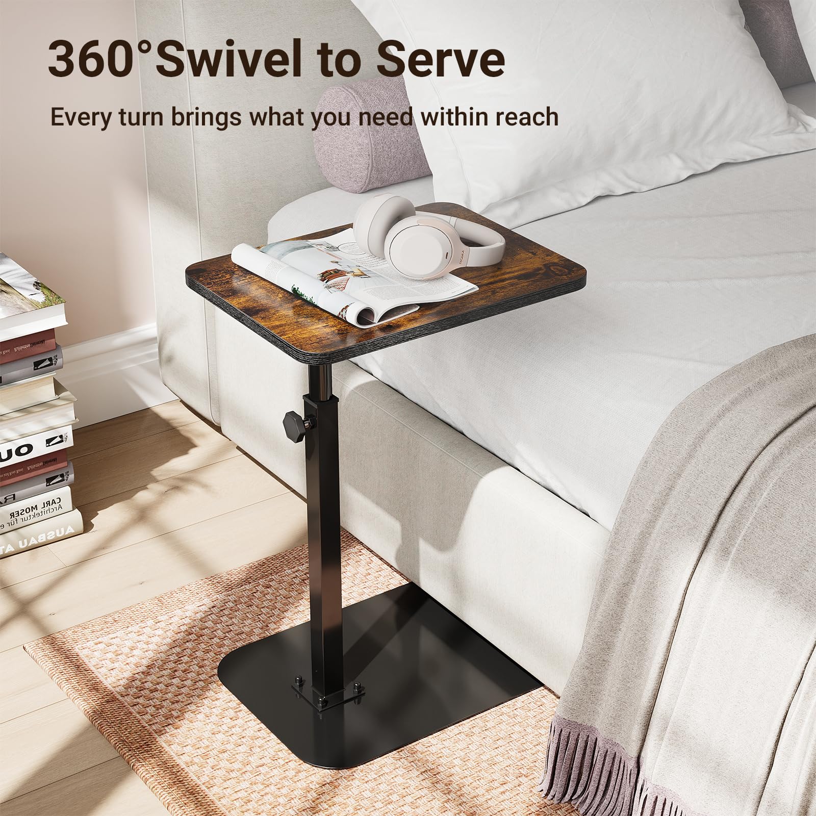 ELYKEN TV Tray Table: heavy-duty base supports daily use with minimal wobble.