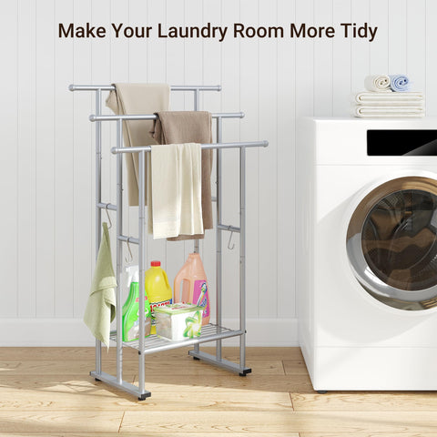 ELYKEN wide 4.6-inch tier space fits towels and blankets efficiently.