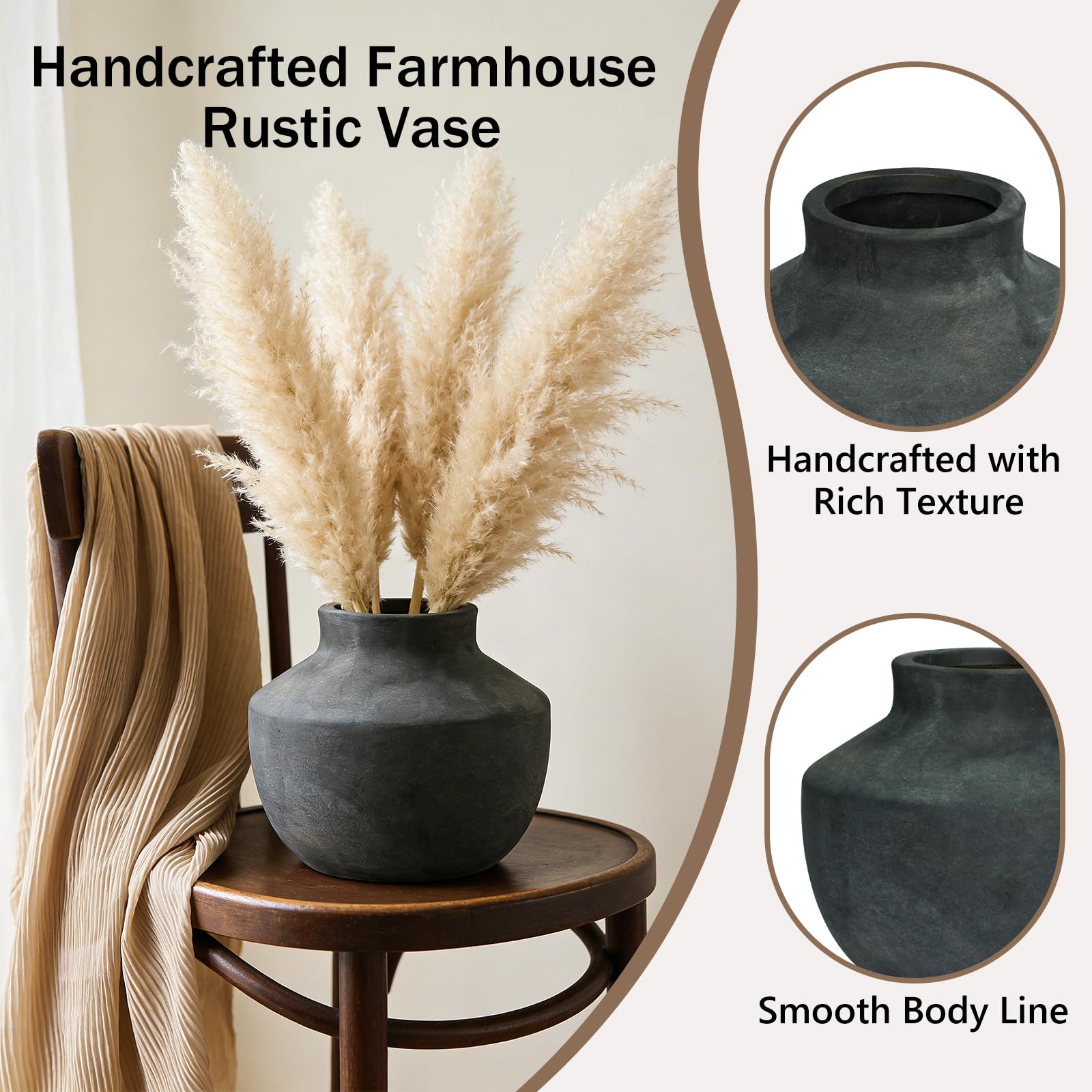 Rustic farmhouse style vase by ELYSIIRENA blending with natural decor.