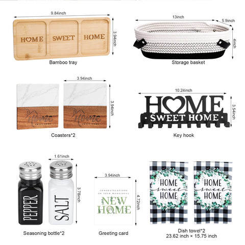 Elysirise towels and coasters create a cozy kitchen welcome