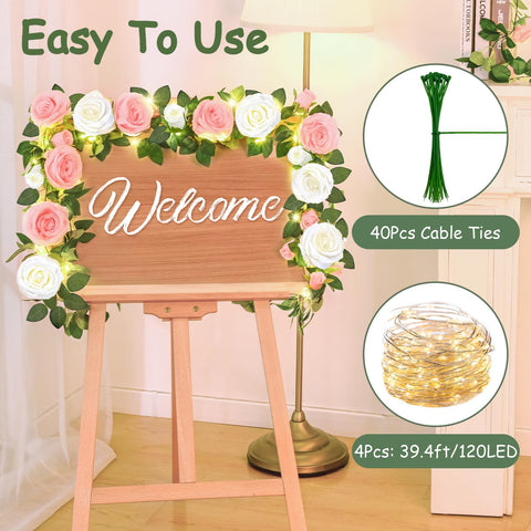 Elyum artificial silk roses garland soft to touch and realistic