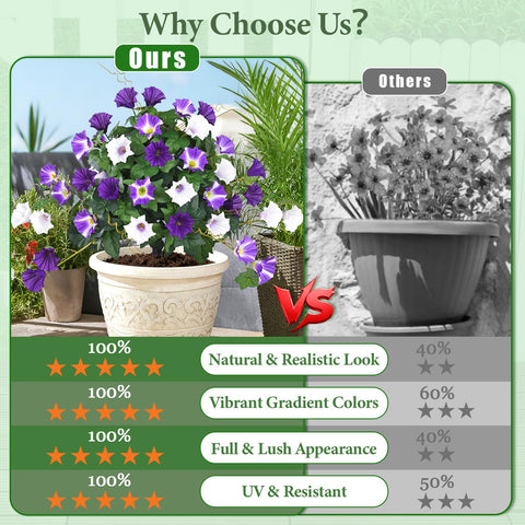 Elyum dense artificial flowers purple for porch or garden decor