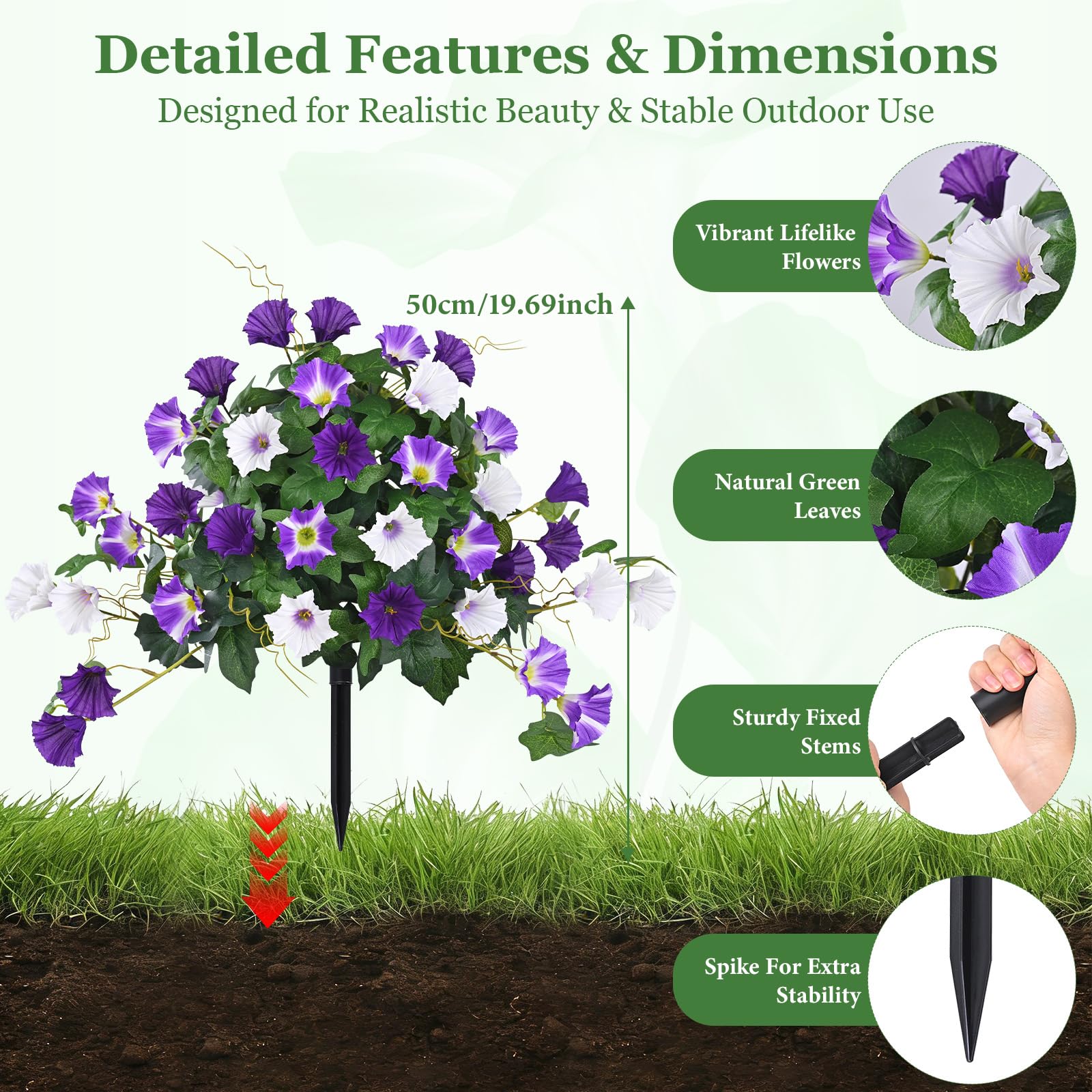 Elyum ground spike ensures stable installation in soil or planters