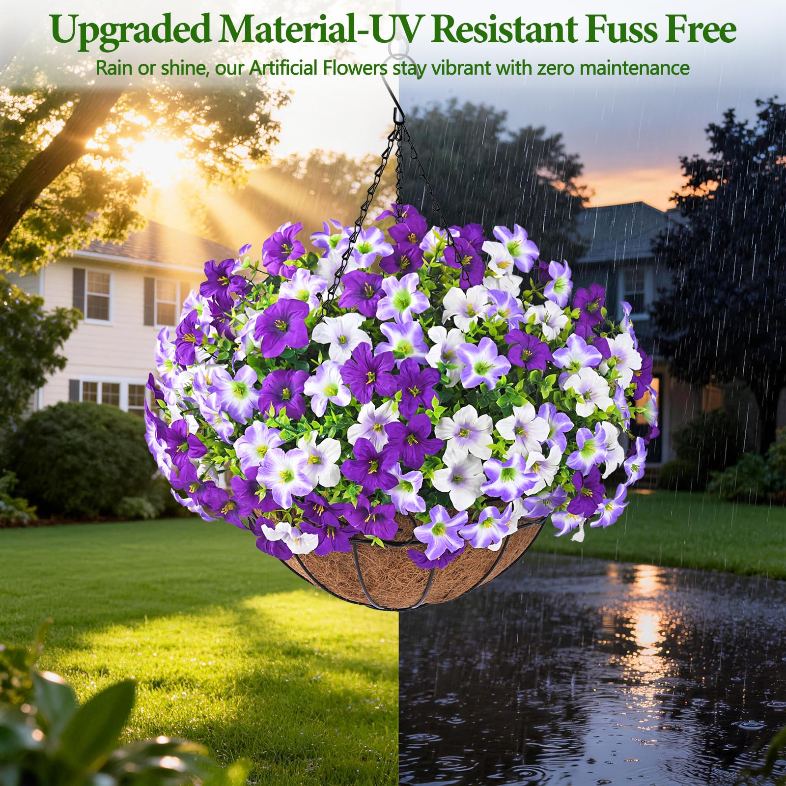 Elyum eight-bundle arrangement fills a 9.9-inch hanging basket.