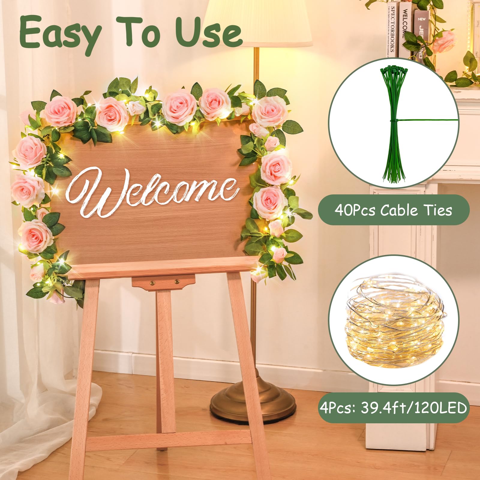 Elyum lighted rose garland ideal for arches and photo backdrops.