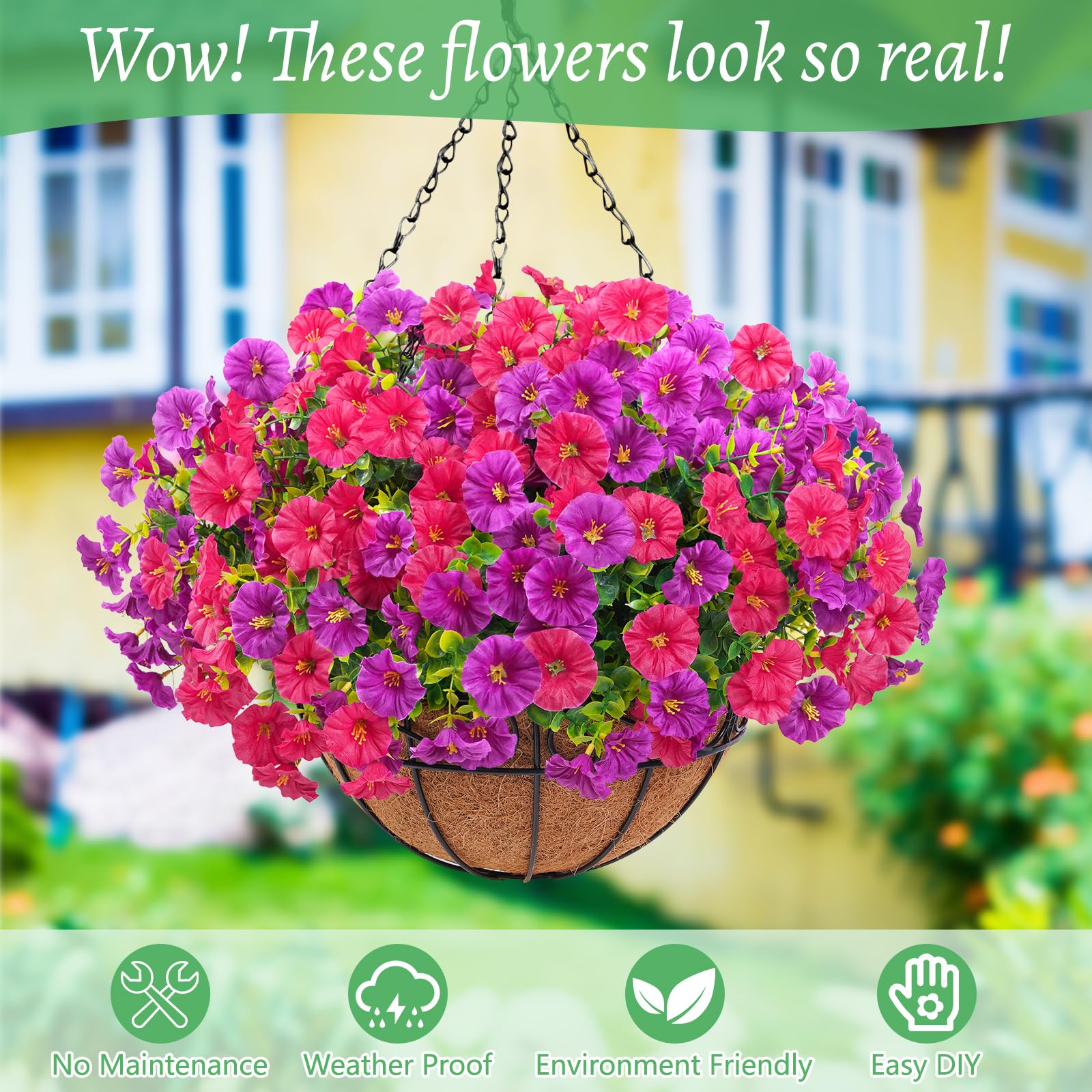 Elyum UV-resistant blooms stay bright in sun without fading.