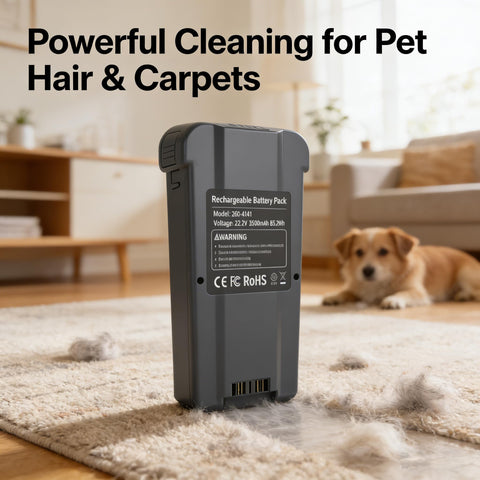 Emaks battery sits neatly inside the vacuum, enabling uninterrupted cleaning sessions.