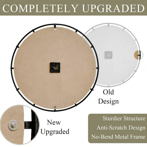 EMAX HOME 24-inch wall clock dial closeup emphasizes oversized Roman numerals for legibility