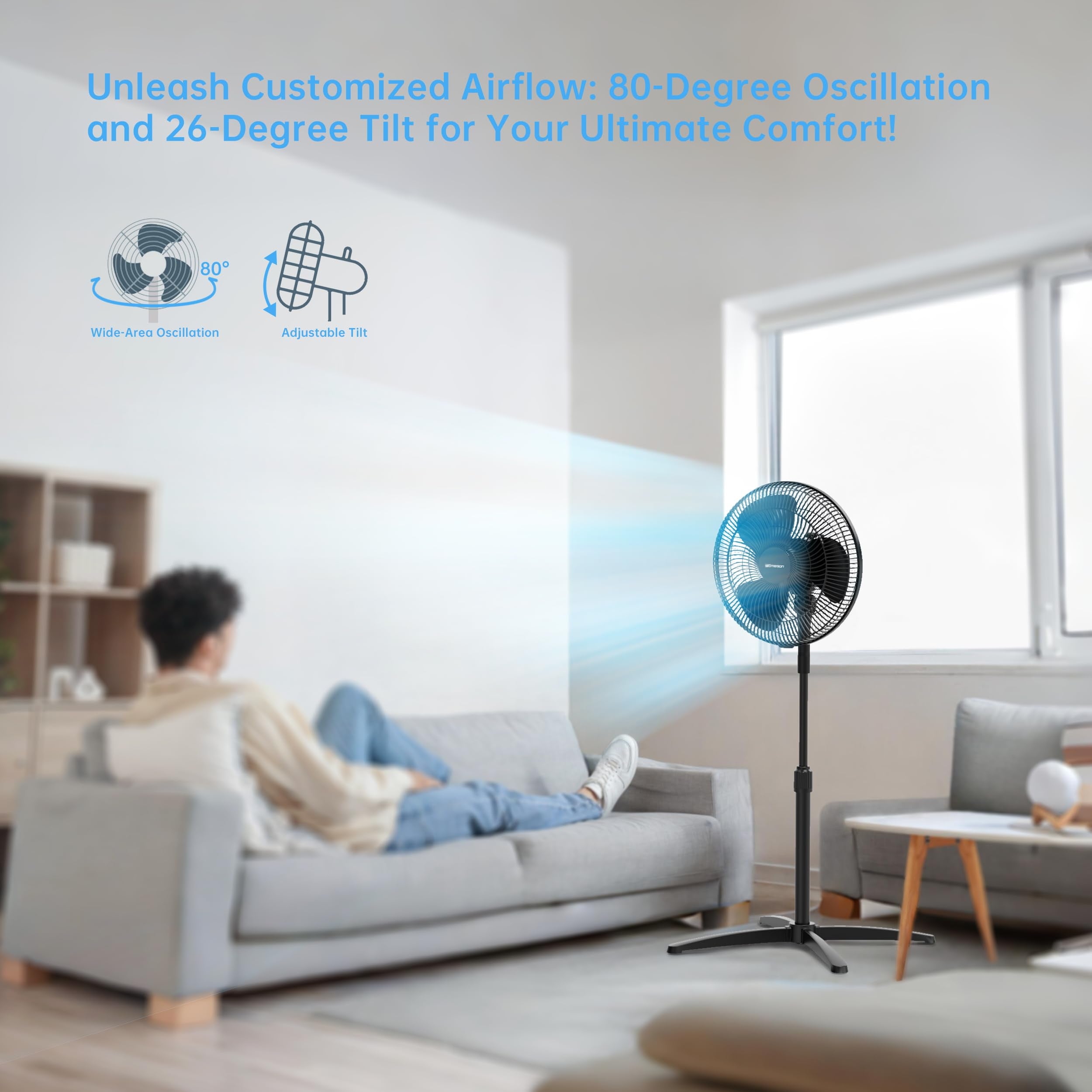 Emerson FAO1605-A 85.5-degree oscillation for broad room coverage