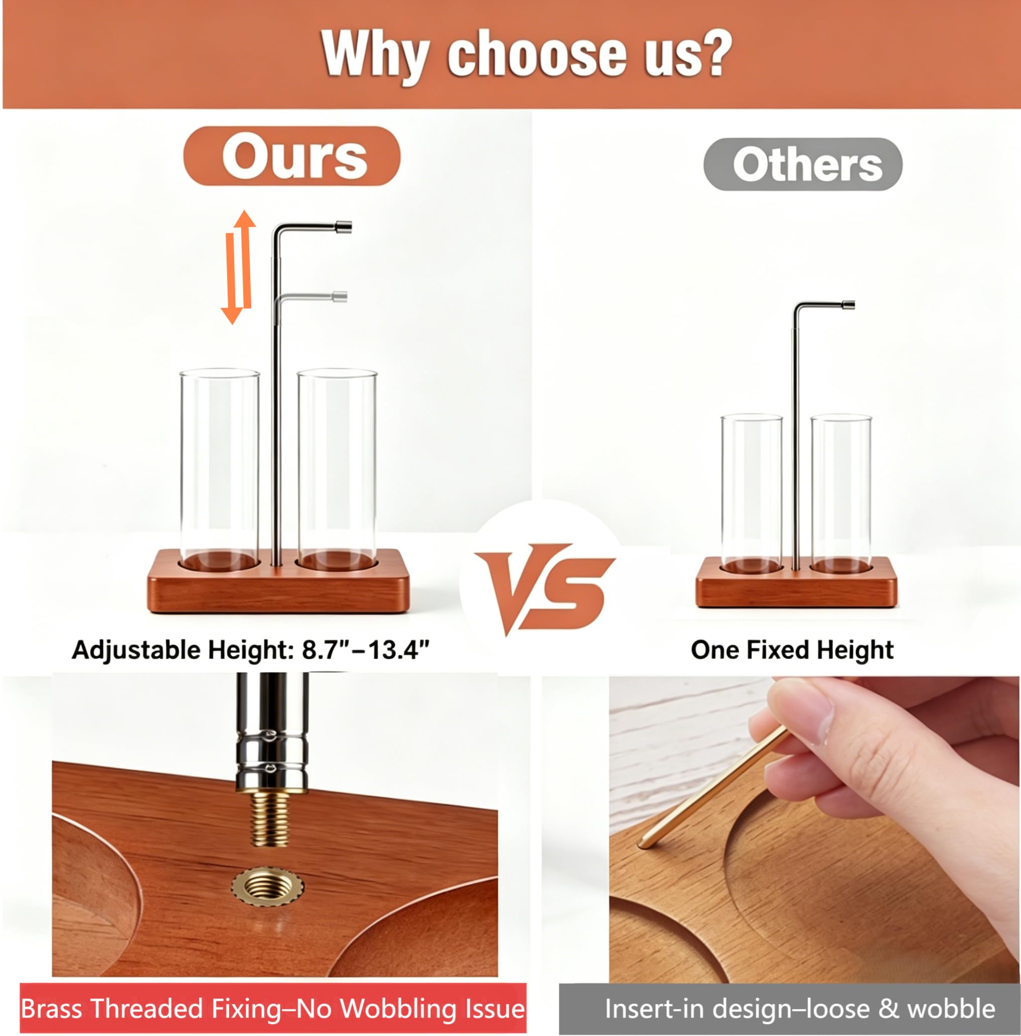 EMETE adjustable height stem ensures perfect fit for short and long incense sticks.