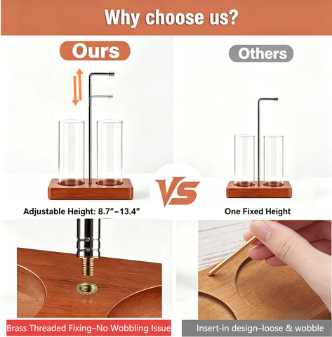 EMETE adjustable height stem ensures perfect fit for short and long incense sticks.