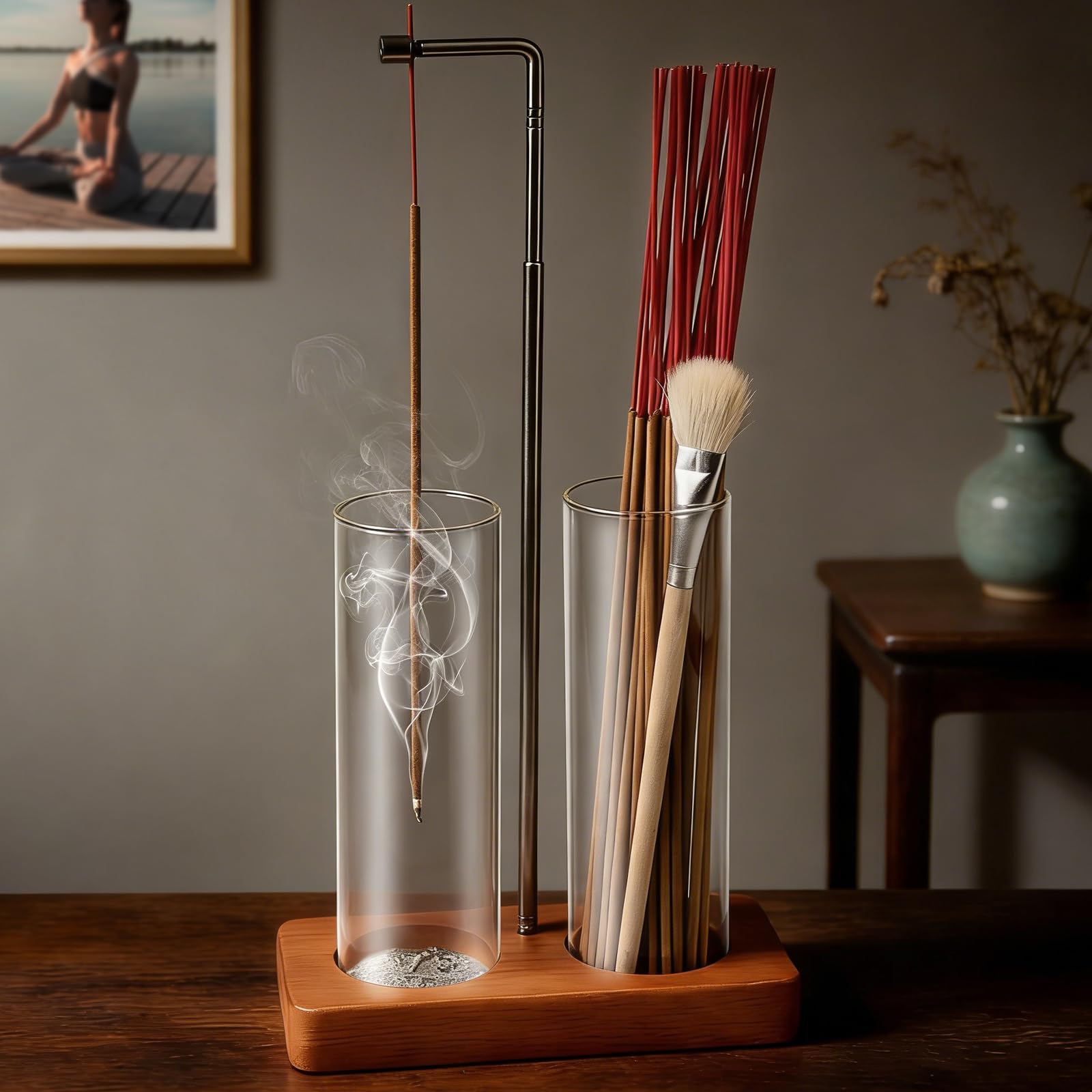 EMETE adjustable incense holder with vertical display and secure fit for mindful meditation.