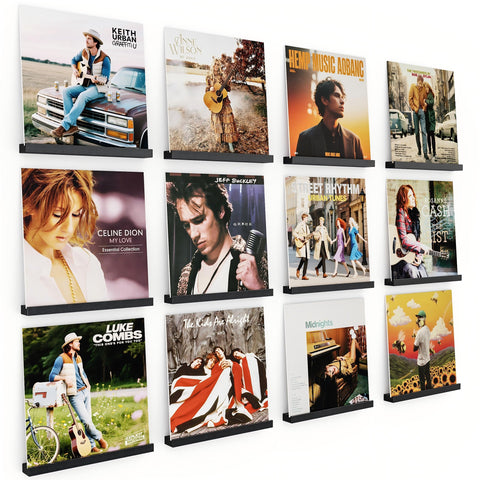 Emfogo vinyl wall mount 12-pack displays records neatly for easy access.