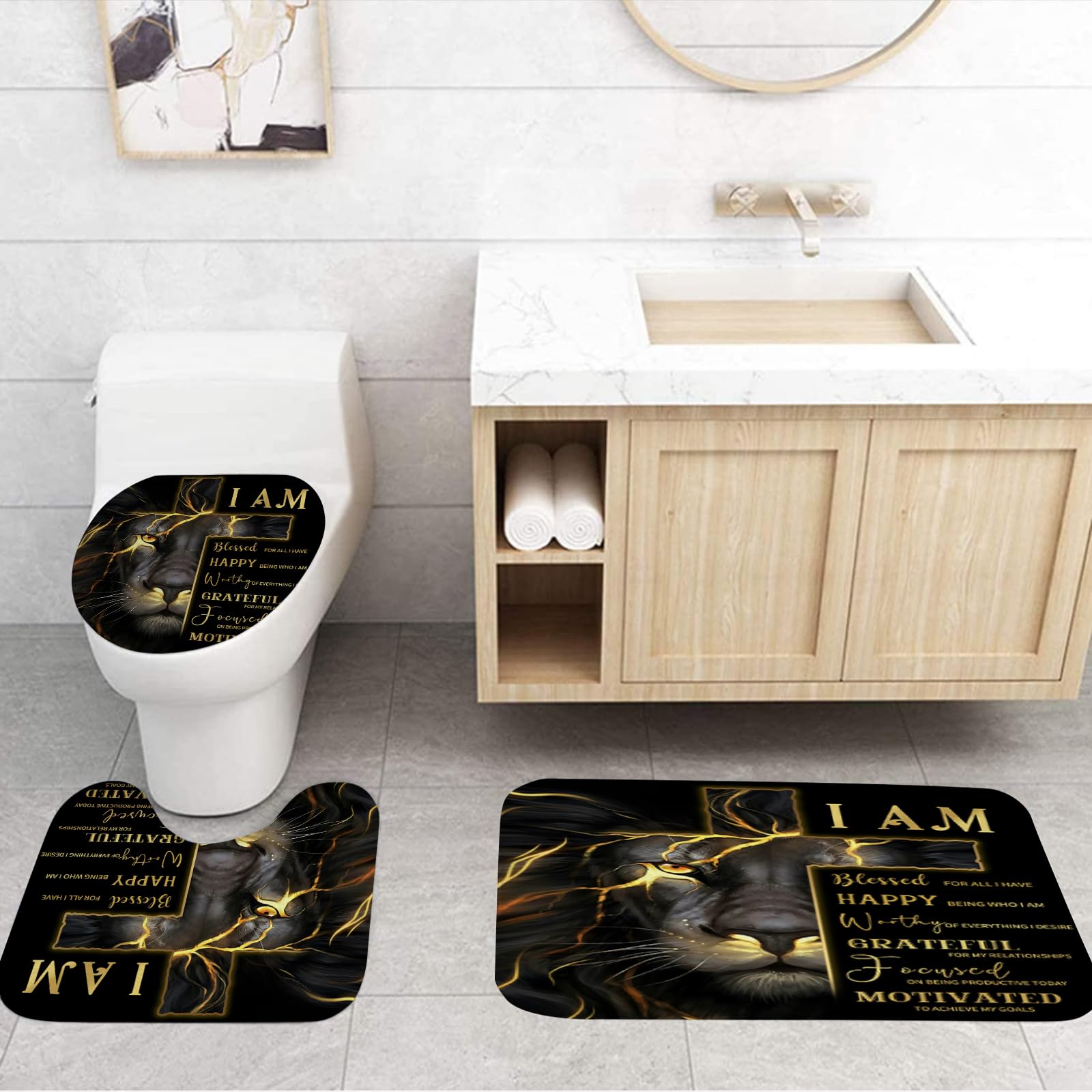 EMHOME shower curtain with metal grommets offers durable hanging and easy setup.