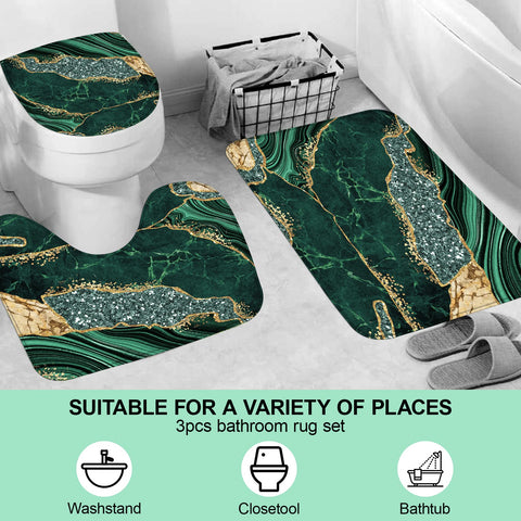 EMHOME U-shape rug green provides non-slip comfort around the toilet area