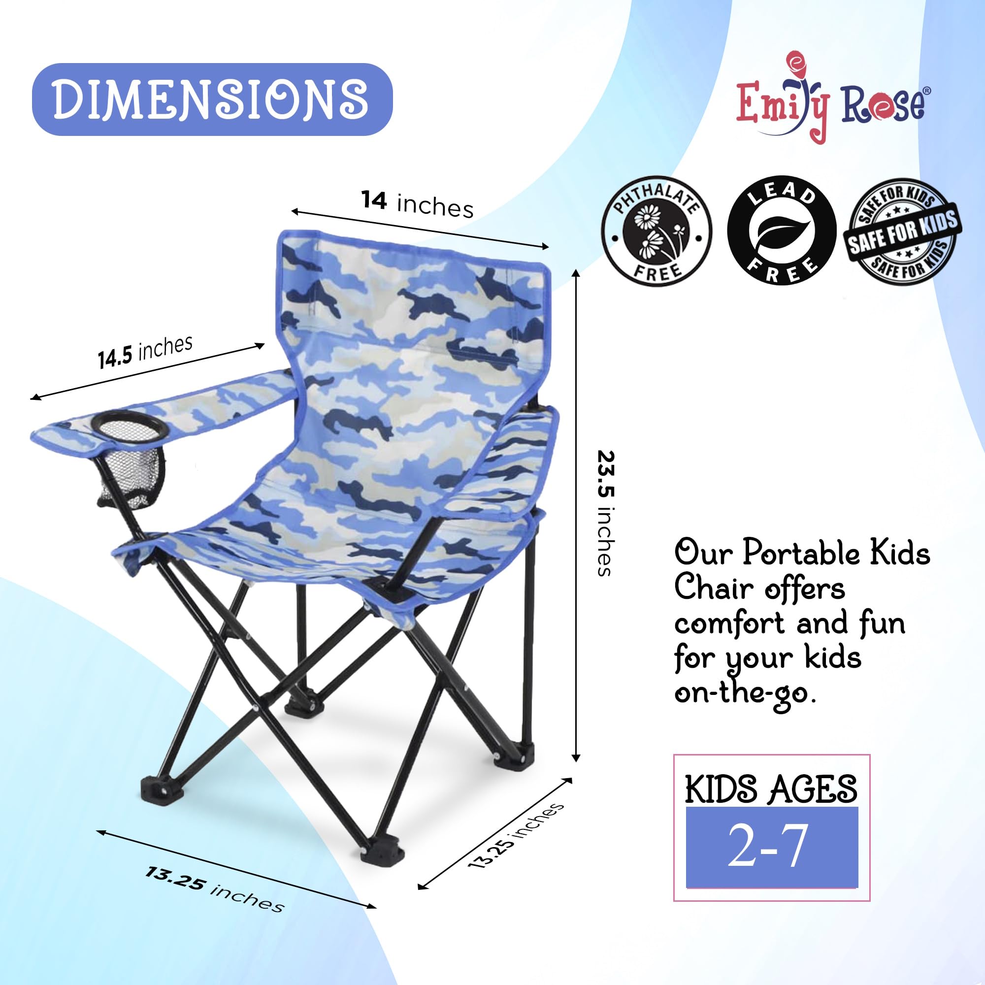 Emily Rose chair cup holder mesh pocket keeps drinks handy.