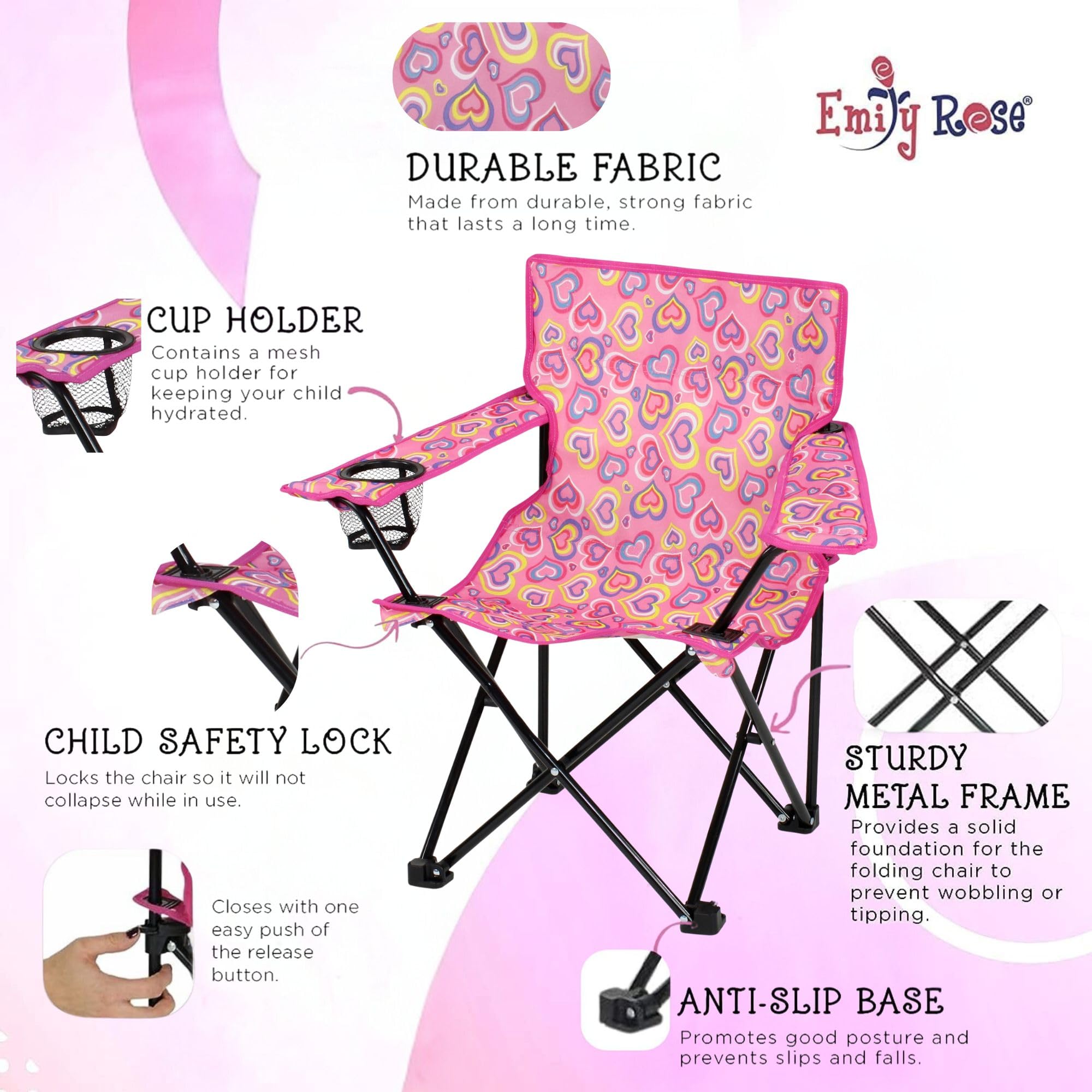 Emily Rose easy push-button folding for quick setup.