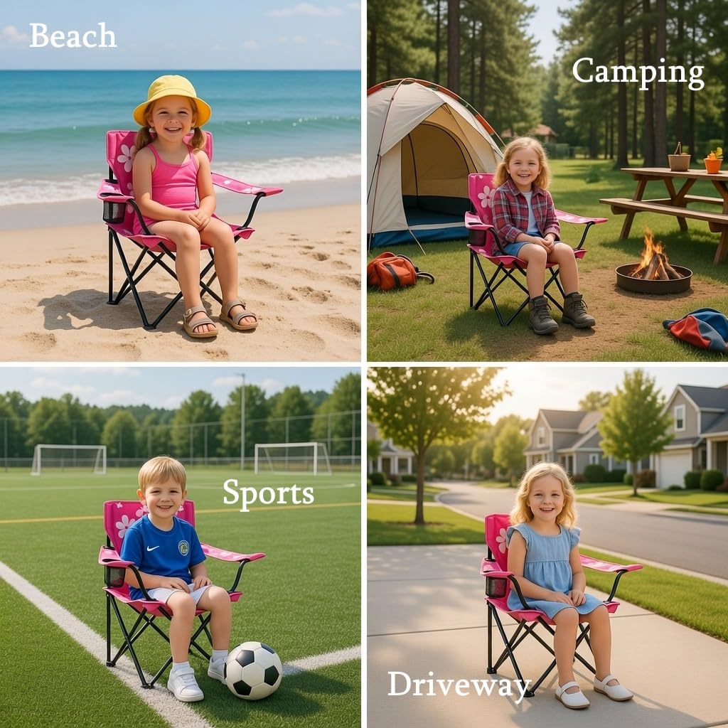 Emily Rose Kids pink folding chair safety lock, secure setup for little hands.
