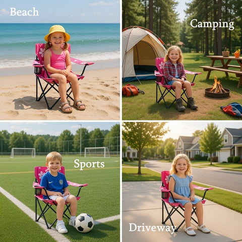 Emily Rose Kids pink folding chair safety lock, secure setup for little hands.