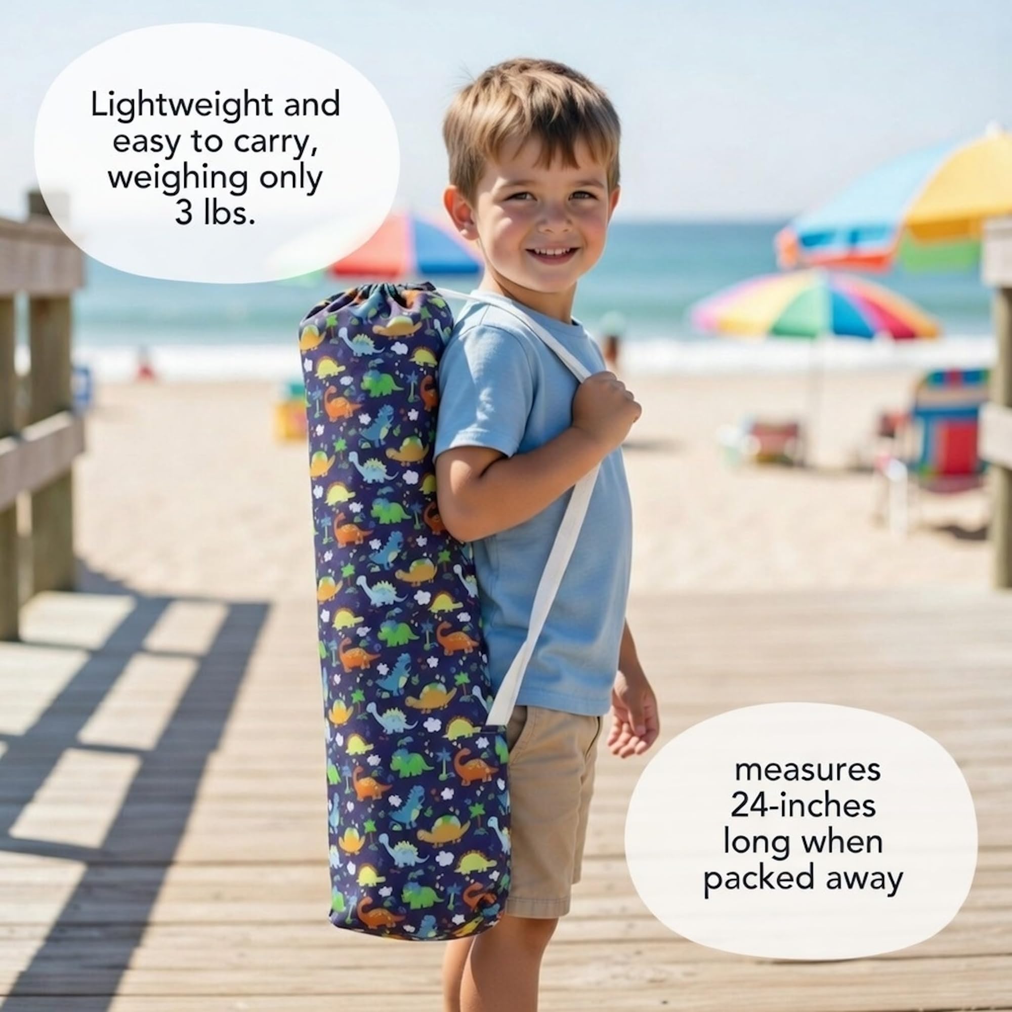 Emily Rose Playful Dinosaurs chair folded for easy portability