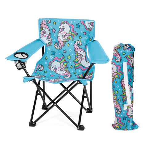 Emily Rose Sea Unicorns folding chair open for outdoor adventures