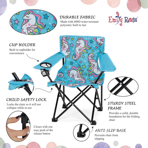 Emily Rose Sea Unicorns safety lock shown on chair