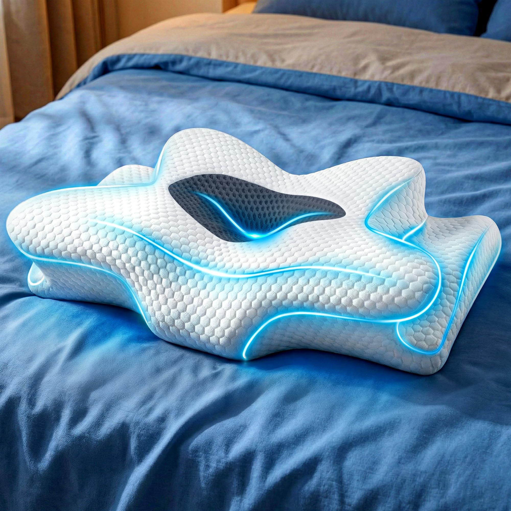 Emircey Sleep Doctor Pillow contour close-up showing neck alignment
