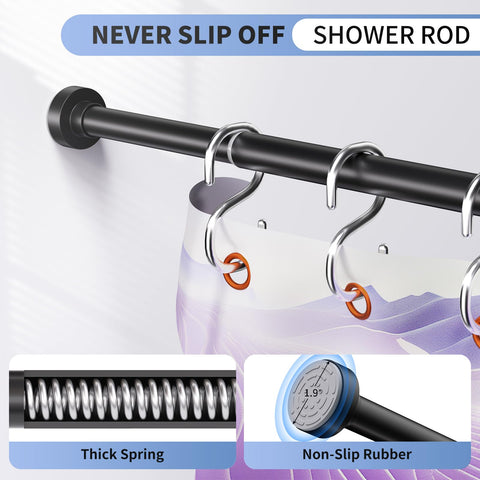 Emlaoe adjustable shower rod with spring tension for easy length customization.