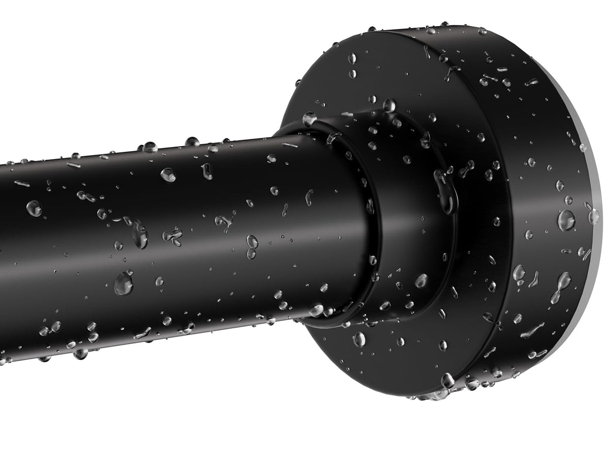 Emlaoe black shower rod 34-66 inches, durable matte finish for secure bathroom setup.
