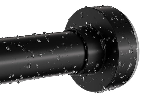 Emlaoe black shower rod 34-66 inches, durable matte finish for secure bathroom setup.