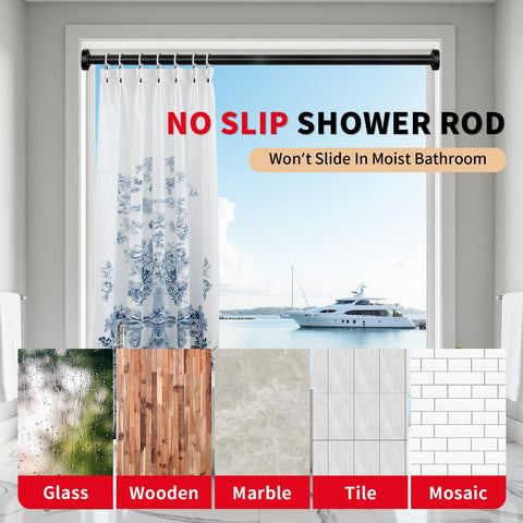 Emlaoe matte-black shower rod design complements modern spaces while adding stability.