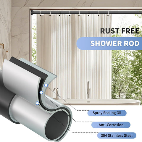 Emlaoe no-drill installation shower rod, quick tool-free setup.