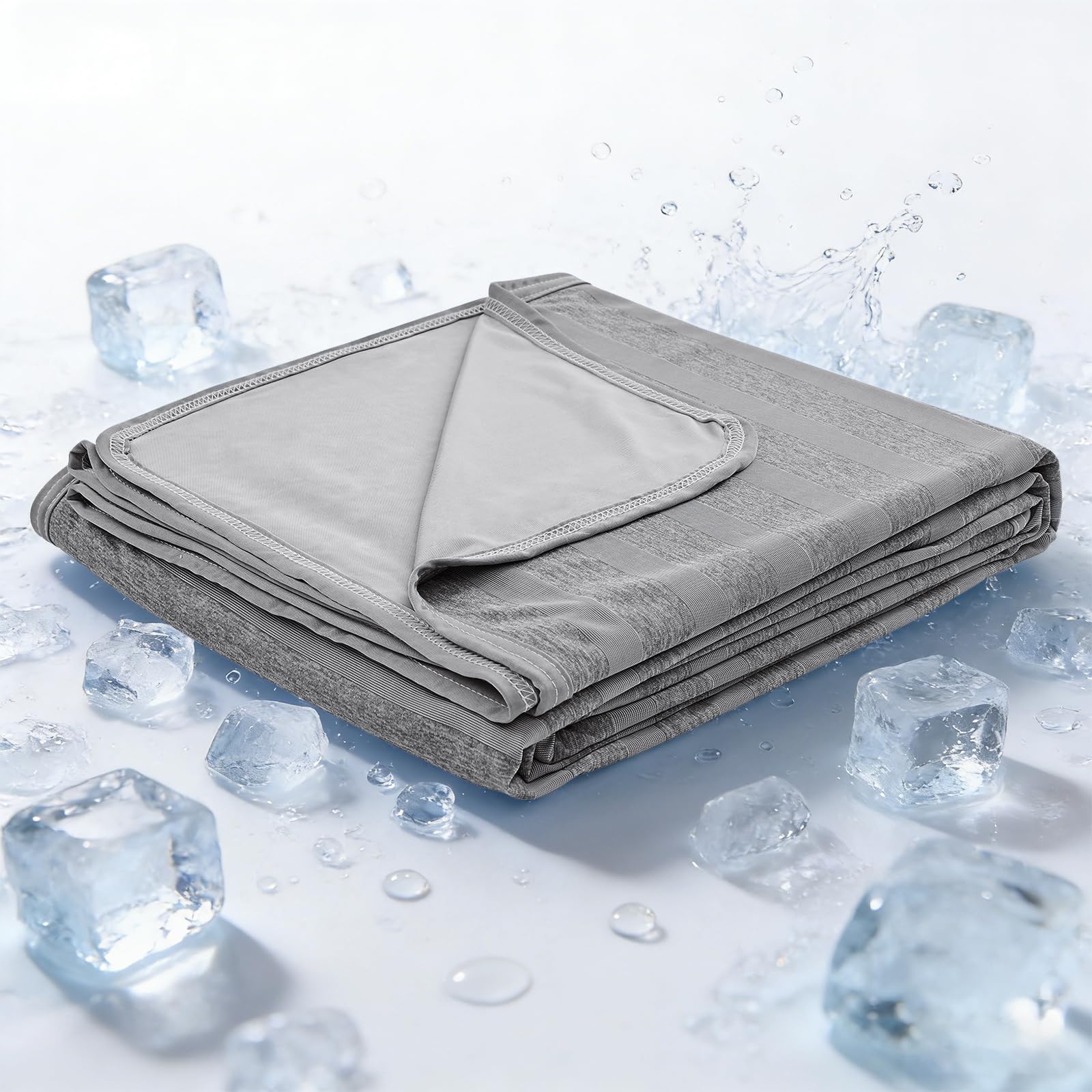 EMME cooling blanket care guide icon suggests machine wash in cold water.