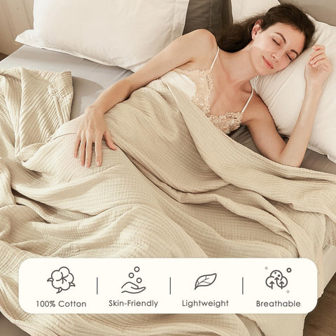 EMME cotton blanket twin size 60x80 inches in use on bed