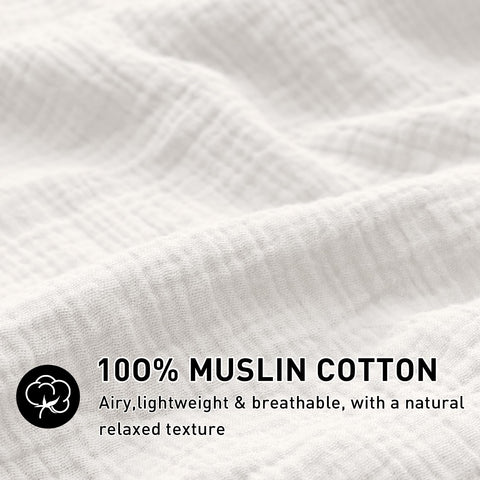 EMME Muslin Duvet Cover Queen Cream close-up shows crinkle texture and softness