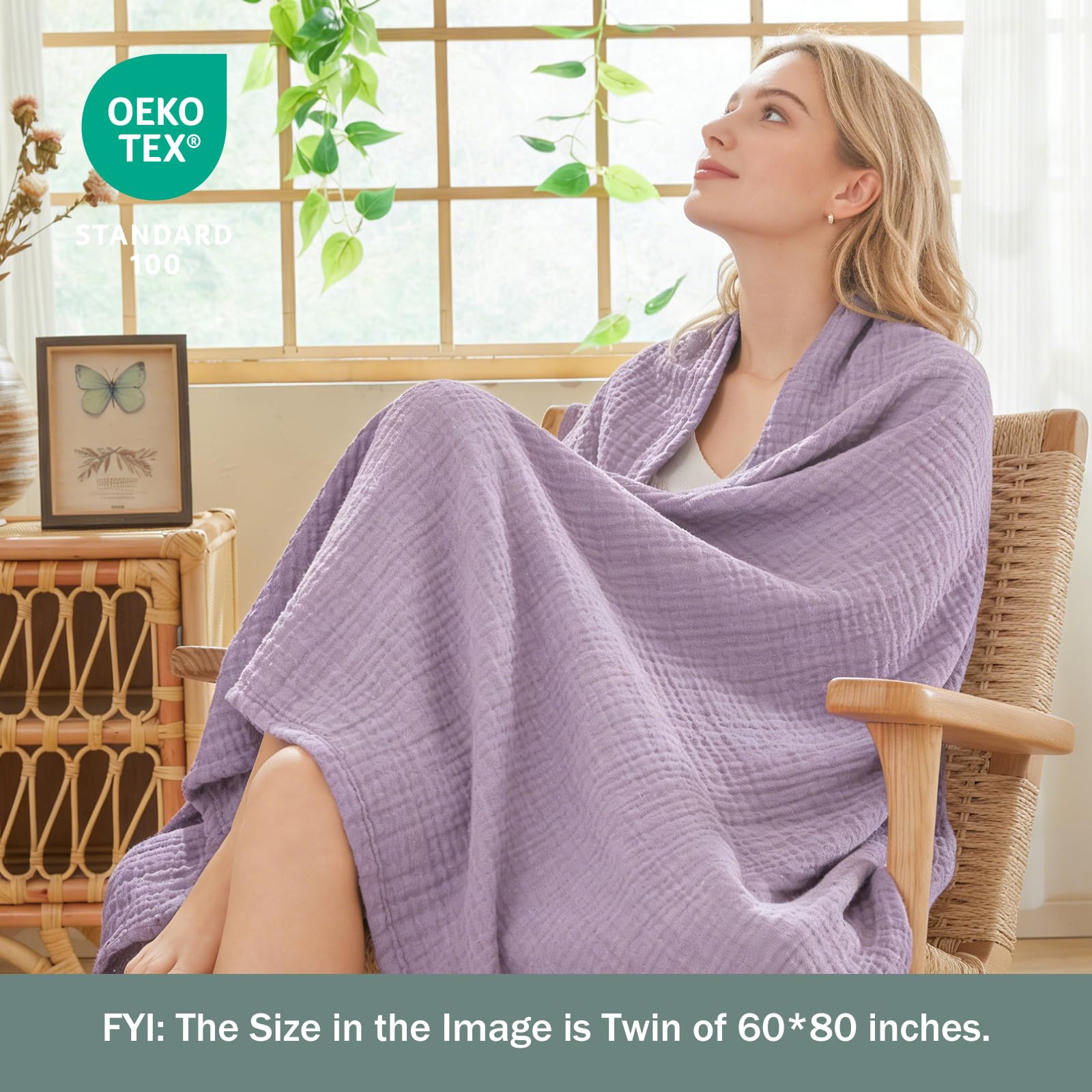 EMME soft muslin texture close-up highlights gentle, skin-friendly fabric.