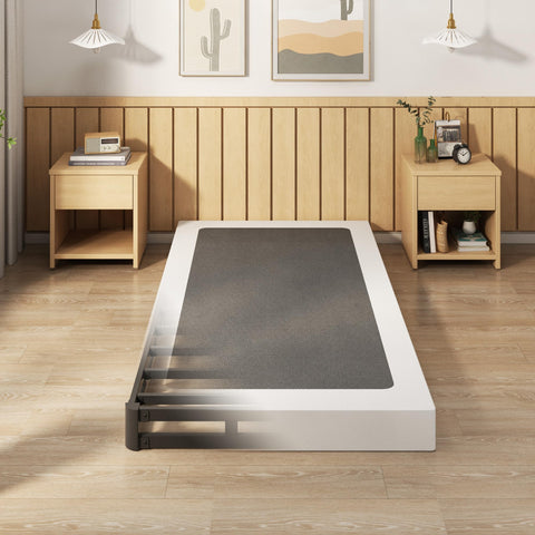 EMODA 5-inch twin box base front view shows sturdy metal frame for durable sleep foundation