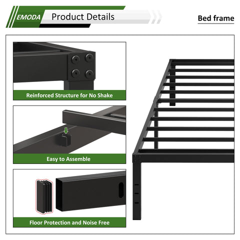 EMODA easy-assembly twin bed frame for quick, tool-included setup.